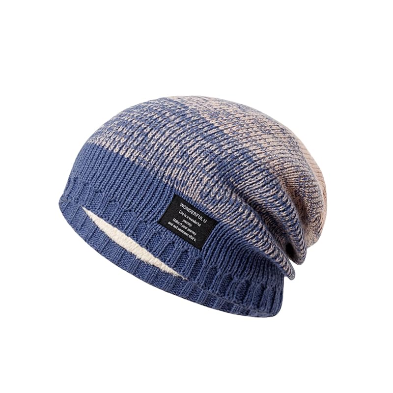 

[Petasonien] knit hat men s hat winter [Fleece lining/gradation/warm] Fluffy soft touch Heat retention Thick breathable elasticity big size knit hat