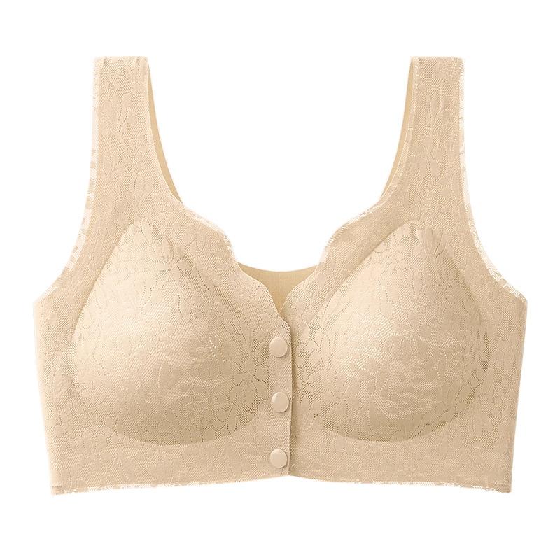 Langsha mother underwear women in the elderly seamless front buckle vest type large size women gather without steel ring bra women