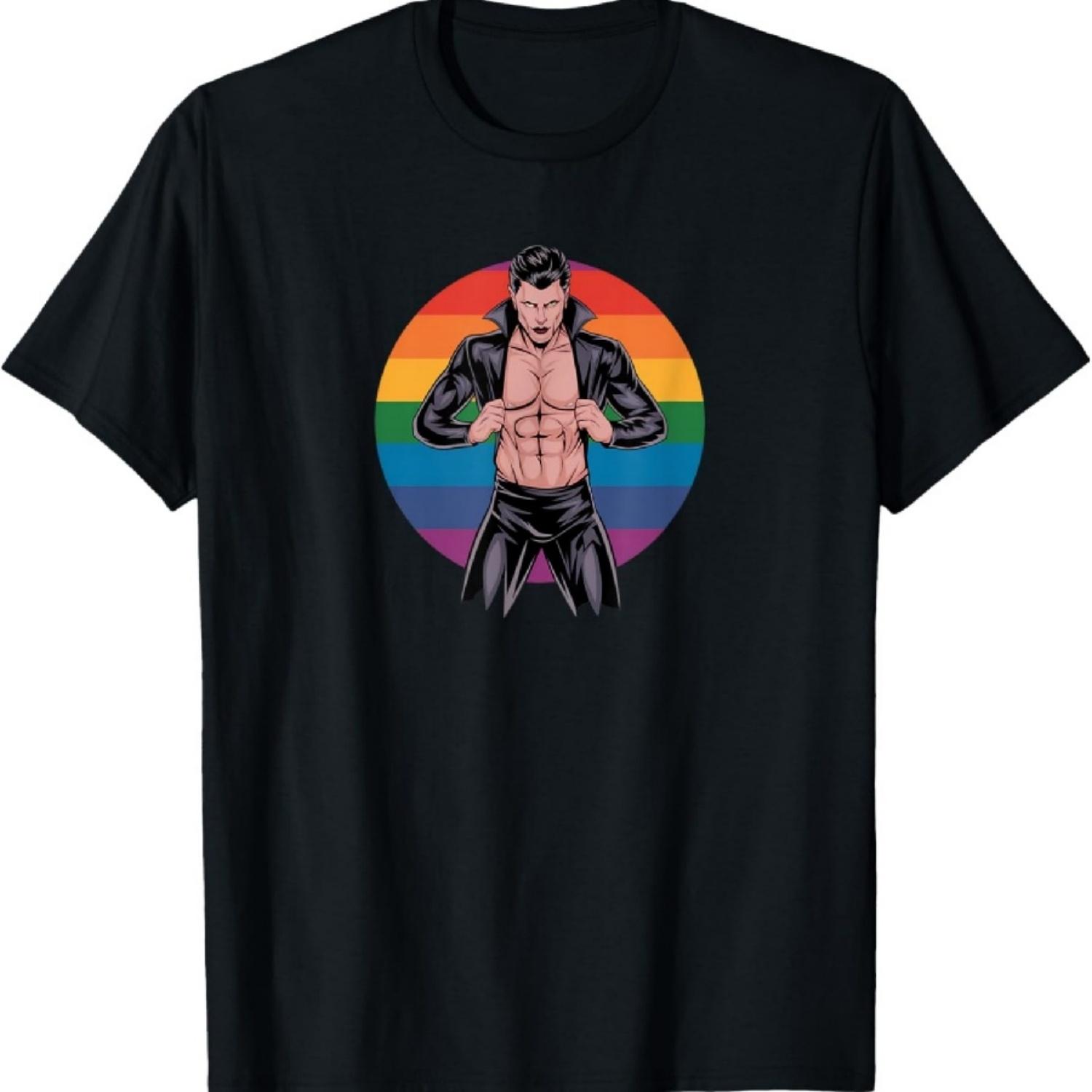 

Pride Vampire Dracula Muscle Daddy Gay Pride LGBT Halloween T-Shirt XXXXXL чорний