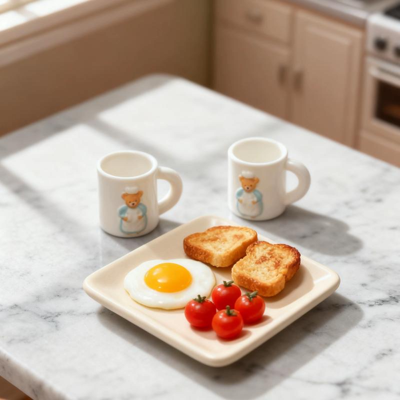 2Pcs Miniature Dollhouse Bear Mug Water Cups Model Dollhouse Home Scene Decoration Dolls House Accessories Pretend Play Toys