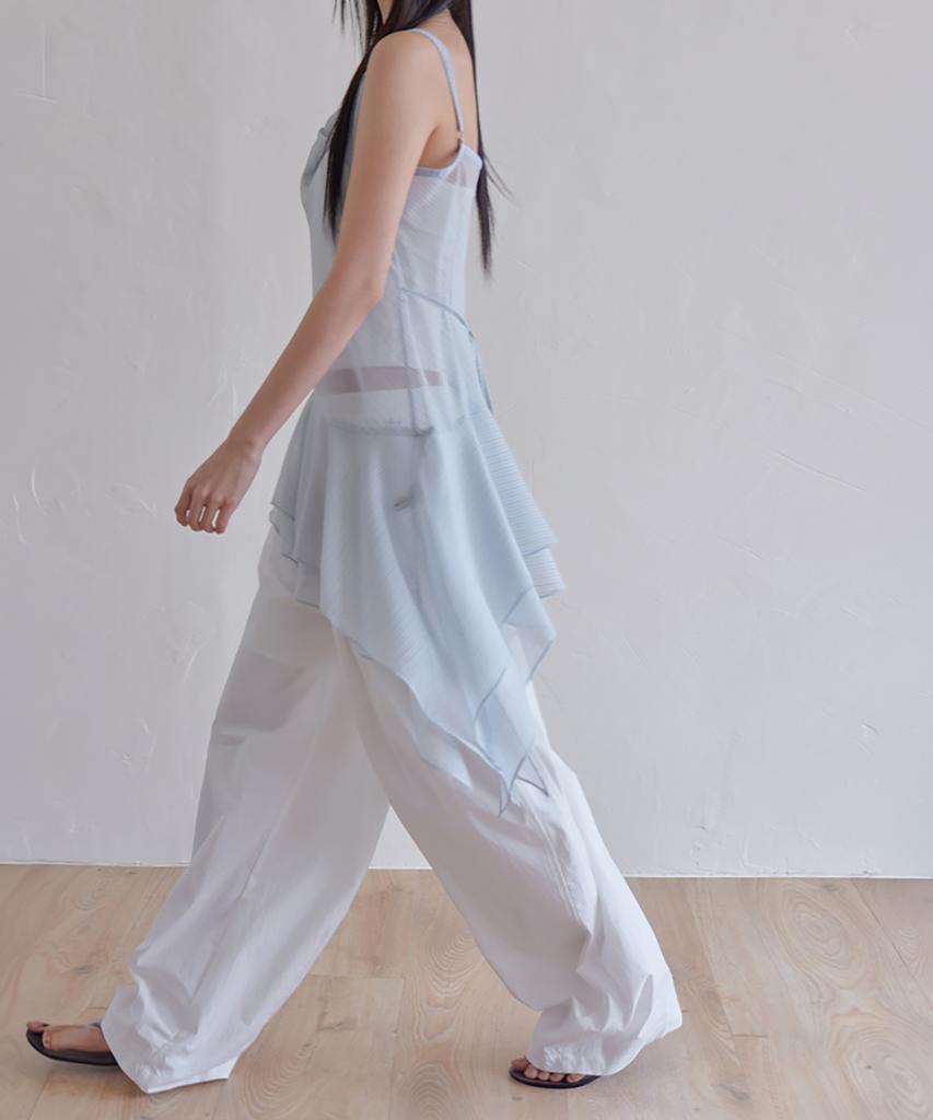 Leondeondada Sheer Flare Layered Dress, Blue