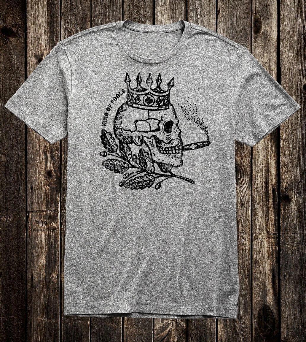 Retro Prison Tattoo Tee T shirt Vtg Art Skull Skull Crown King Of Fools M