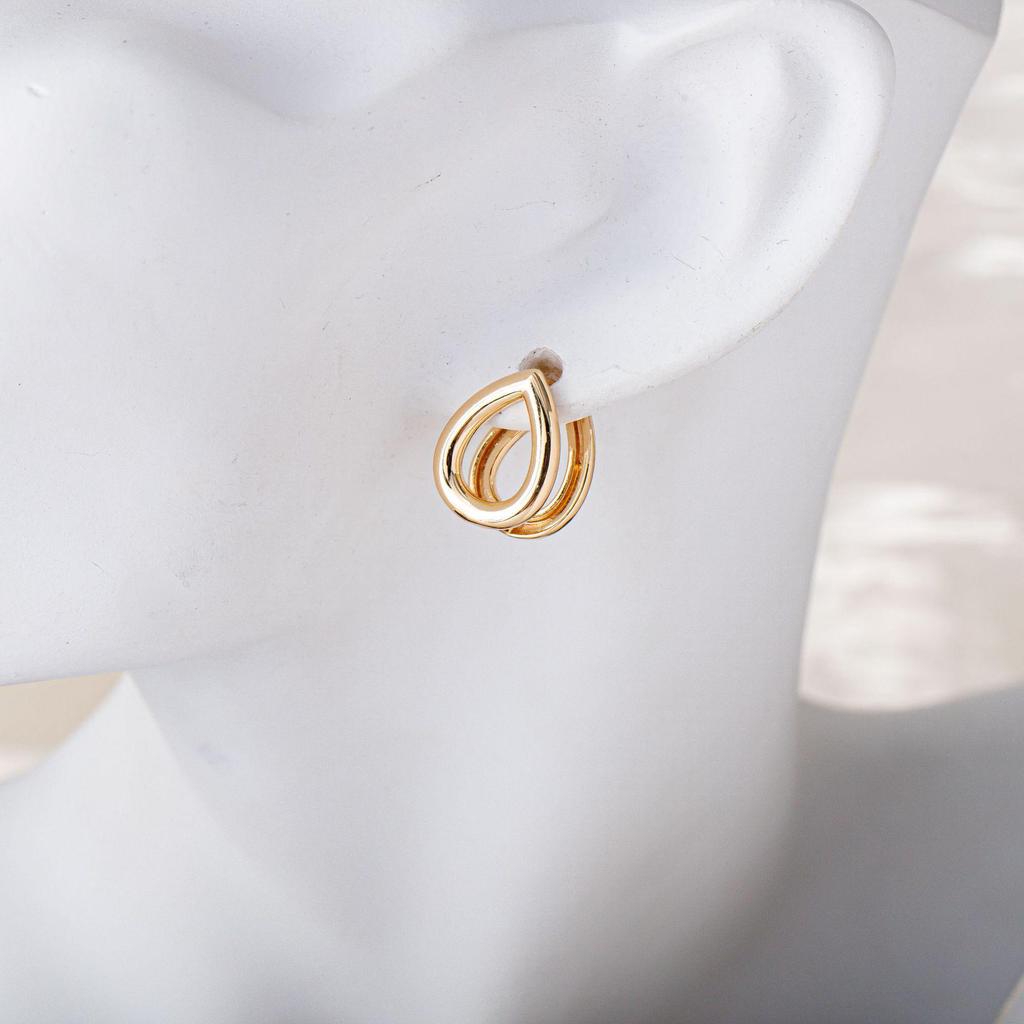 Metalllic Water Drop Double-Sided Ear Cuff Earrings - Light Luxury, High-End Feel, European American Style.