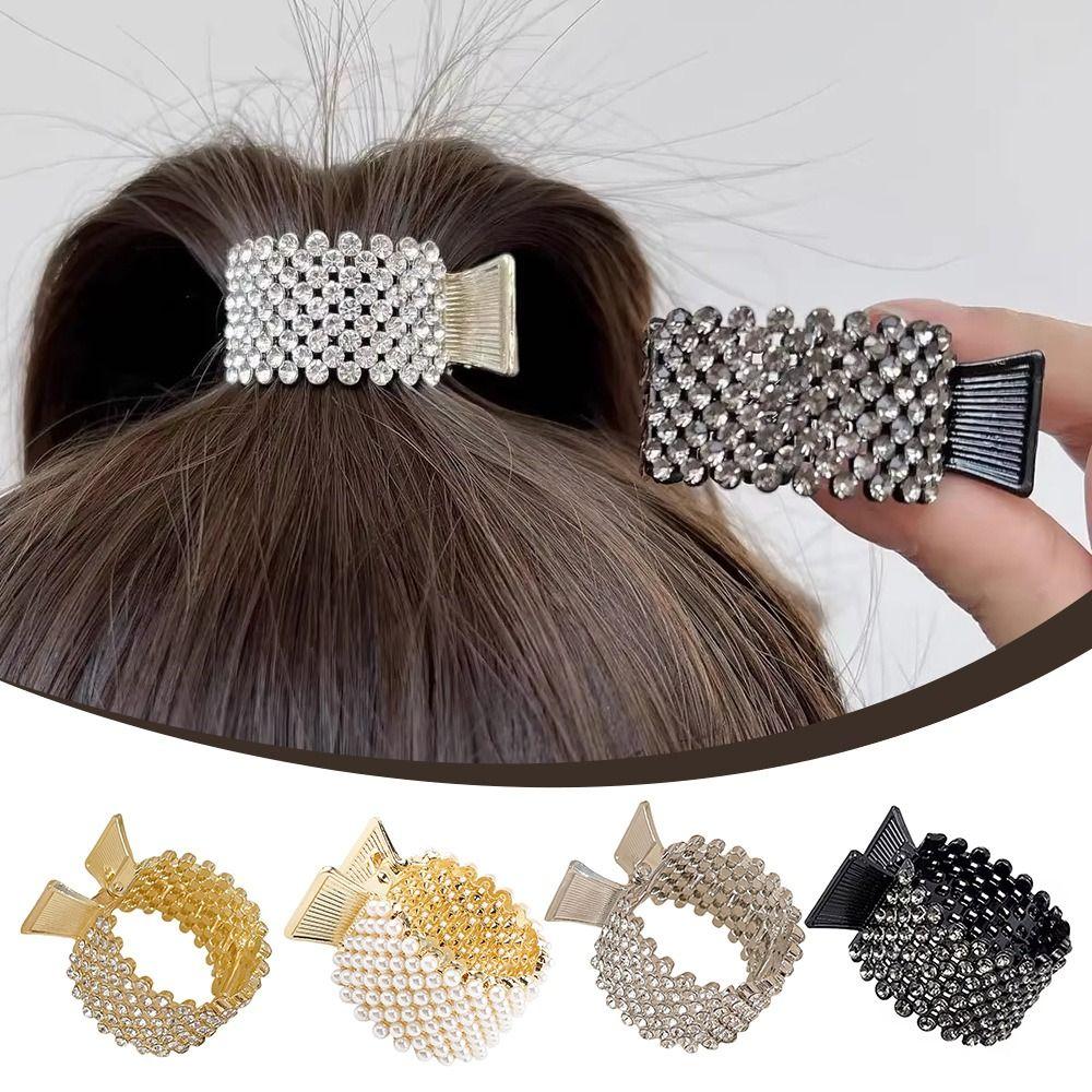 New Full Diamond Rhinestone Hair Clip Elegant Romantic Ponytail Holder Simple Shark Hair Claws Girl
