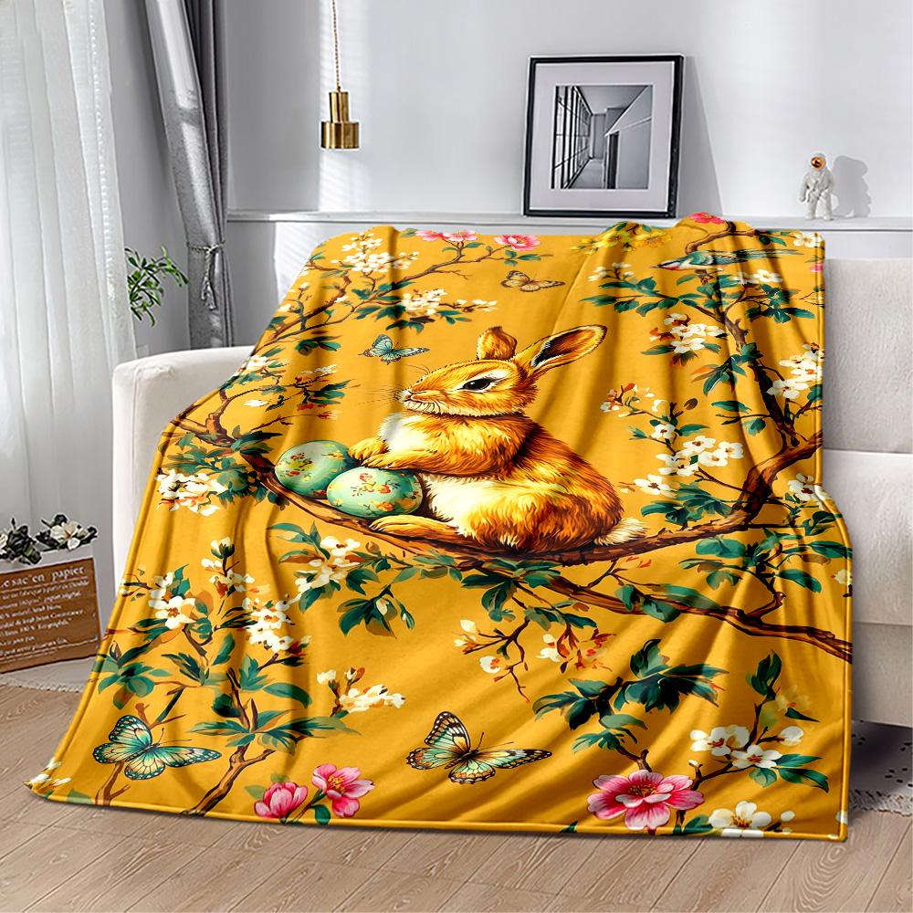 Easter Eggs And Bunnies Blanket,Suitable for Sofas, Offices, Travel, Living Rooms, Gifts To Relatives and Friends, Blanket,Suitable for All Seasons.