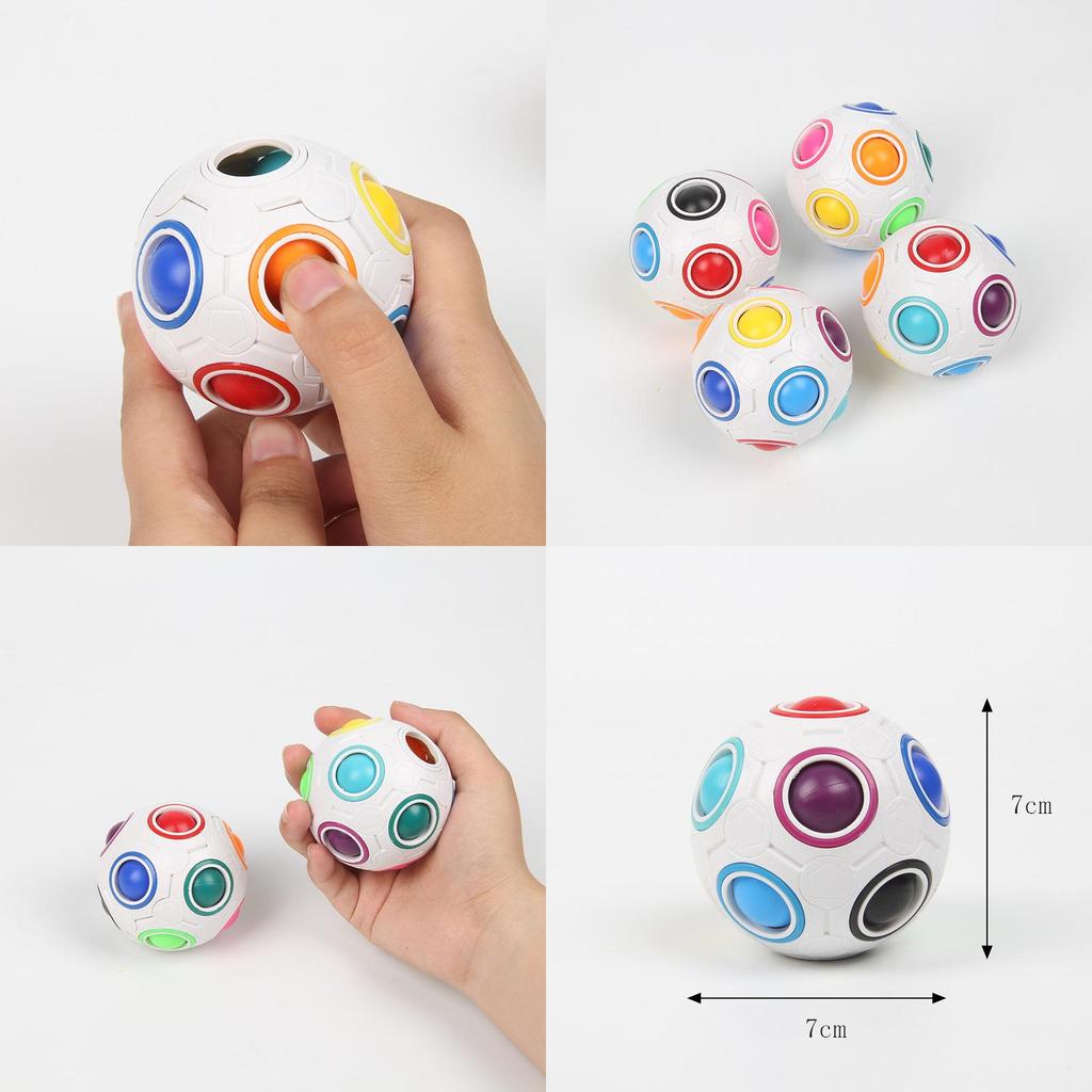 Rainbow Ball Puzzle Toy 12-hole Stress Relief Intellectual Toy Plastic Material 7cm Diameter