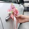 Ribbon Bow Wedding Decor Simulation Rose Car Decoration Artificial Rose  Door Handle