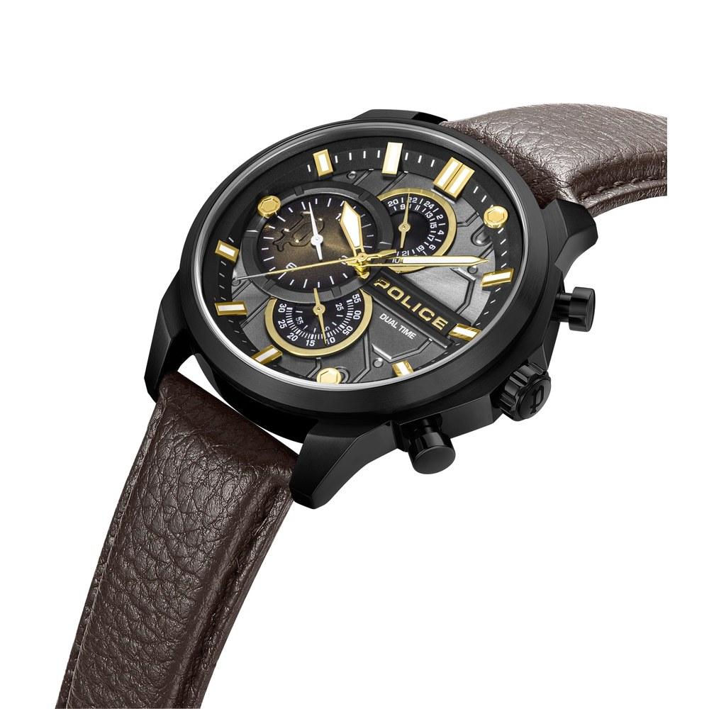 Police Men's Watch REBEL Black Dial Leather Belt PEWGF0039203