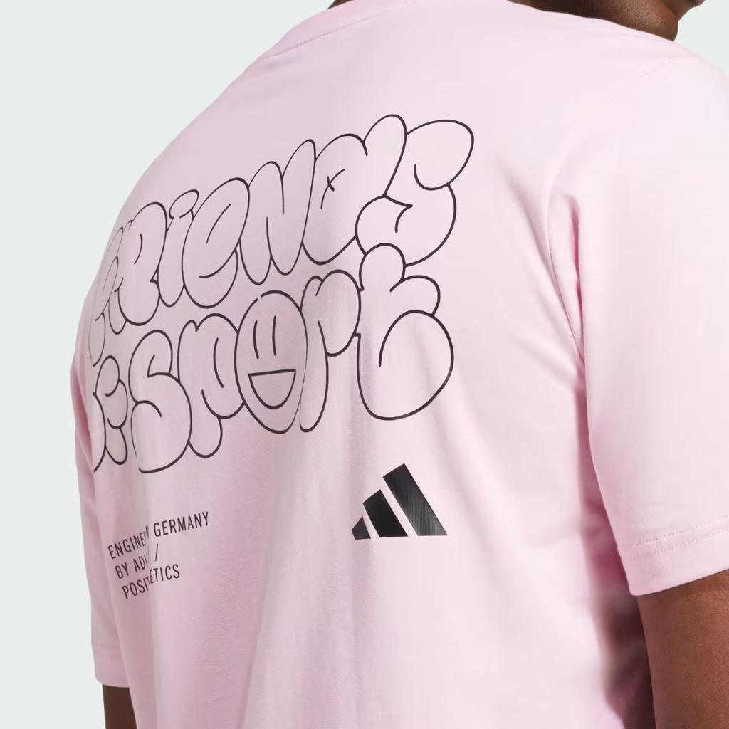 Adidas Lounge Verbiage Sportswear Friends Of Sport Graphic Soft Comfortable Round Neck Short Sleeve T-Shirt Men T-Shirt Pure-Pink JJ3985