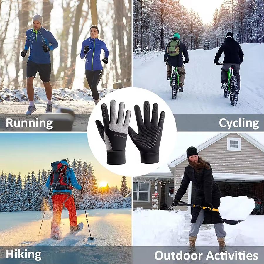 Ski Riding Gloves Men Winter Warm and Windproof Touch Screen Gloves Motorcycle Riding Outdoor Sports Running Full Finger Gloves