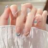New Nail Art Nail Patch Japanese And Korean Ins Small Fresh Diamond Classic French Short Square Wearing Nail Patch
