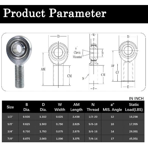 5/8” Heim Joints Rod End, JMX Series 3-Piece Heavy Duty .625" Chromoly Joints Panhard Rod End Kit With Jam Nuts