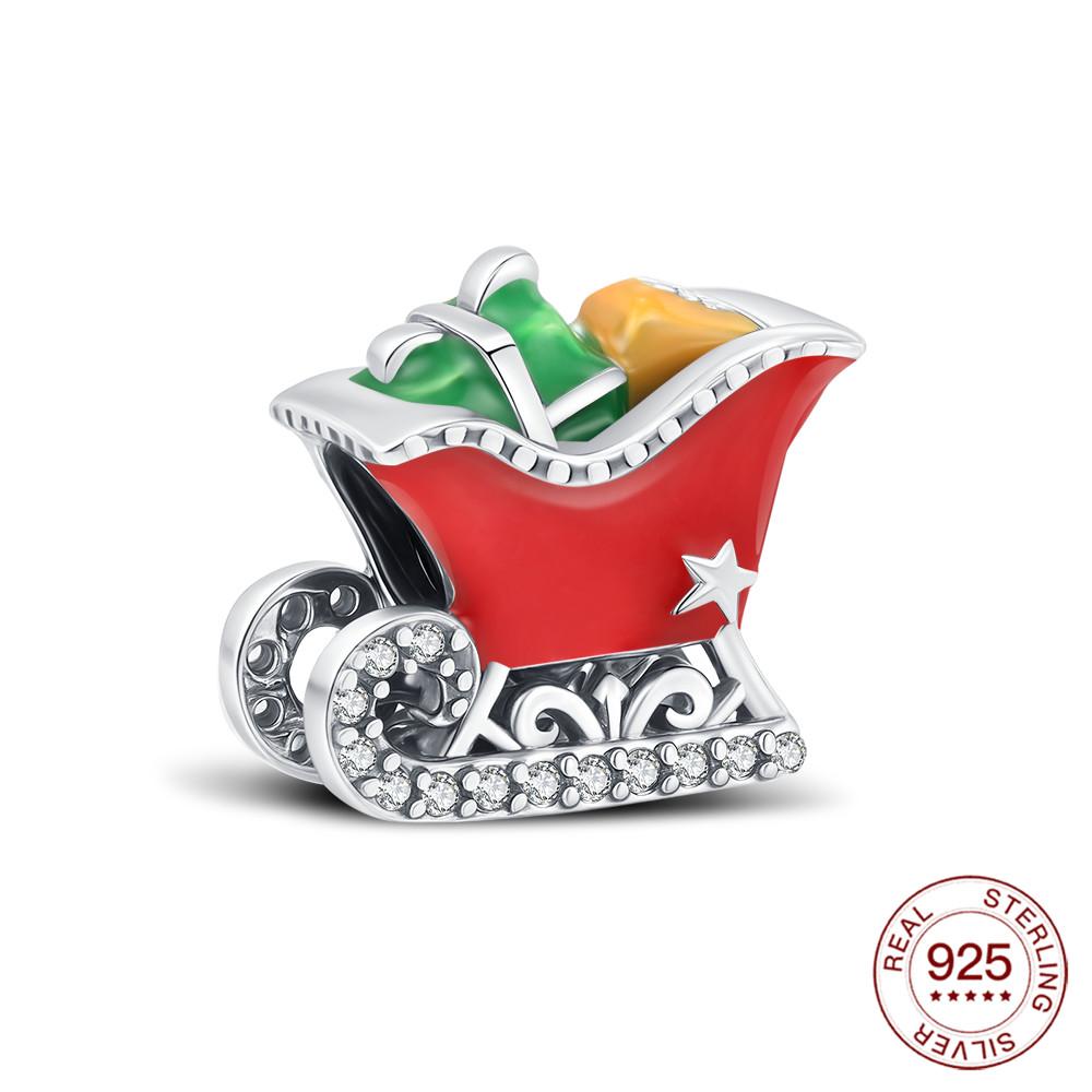 

925 Silver Christmas Hat Charms Beads Romantic s Fit Original Bracelet Diy For Women Party Jewelry Lover Gifts