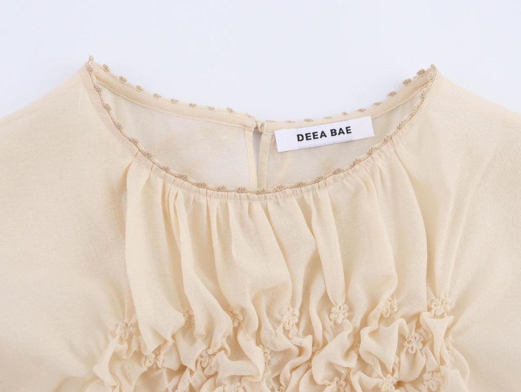 Spring 2025 Women's 3D Floral Embroidery Top - European & American Style Fashion