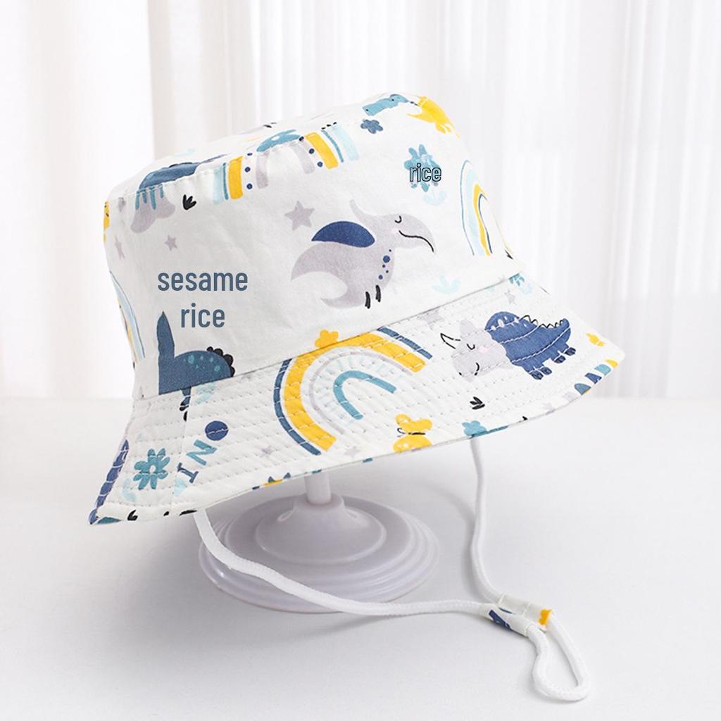 2025 Children's Cartoon Bucket Hat: Cute Car & Dinosaur Print, Summer Cotton Beach Fisherman Hat