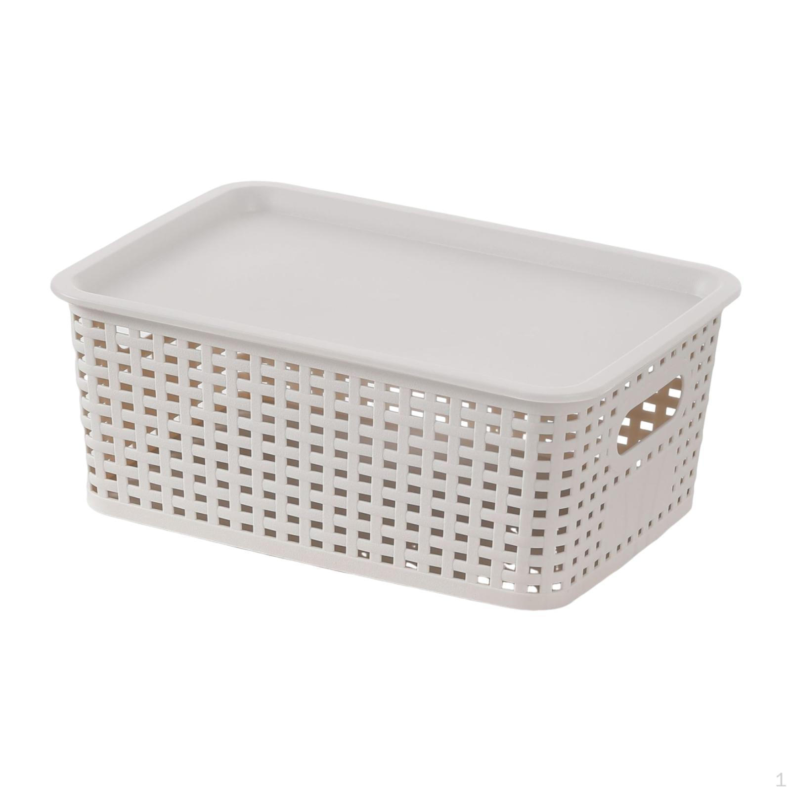 

Storage Basket Weave for Organizing Container Office Bedroom Pantry Desk белый