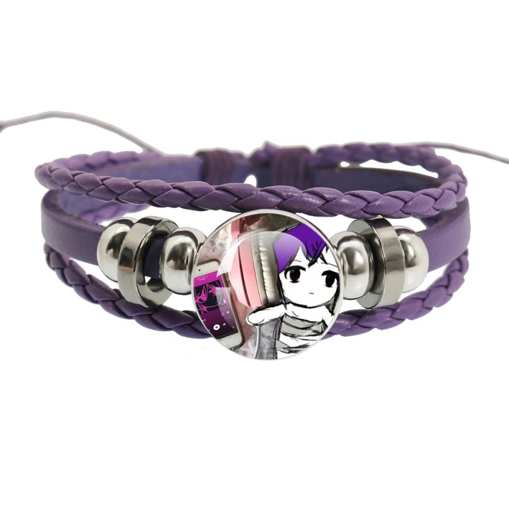 Sewerslvt Schizofrenia Dnb Cover Album Cartoon Creative Button Rope Button Purple Leather Bracelet Jewelry Charm Fans Gift