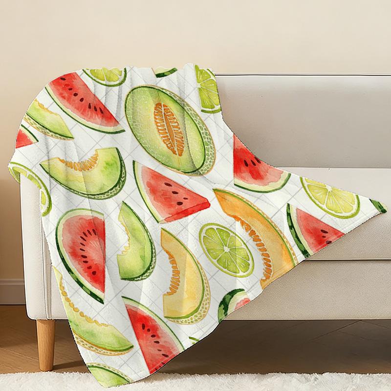 Soft Flannel Fleece Blanket,Fruit Series, Skin-friendly Breathable Lightweight All Seasons, Cozy Throw for Home Office, Halloween & Christmas Gift