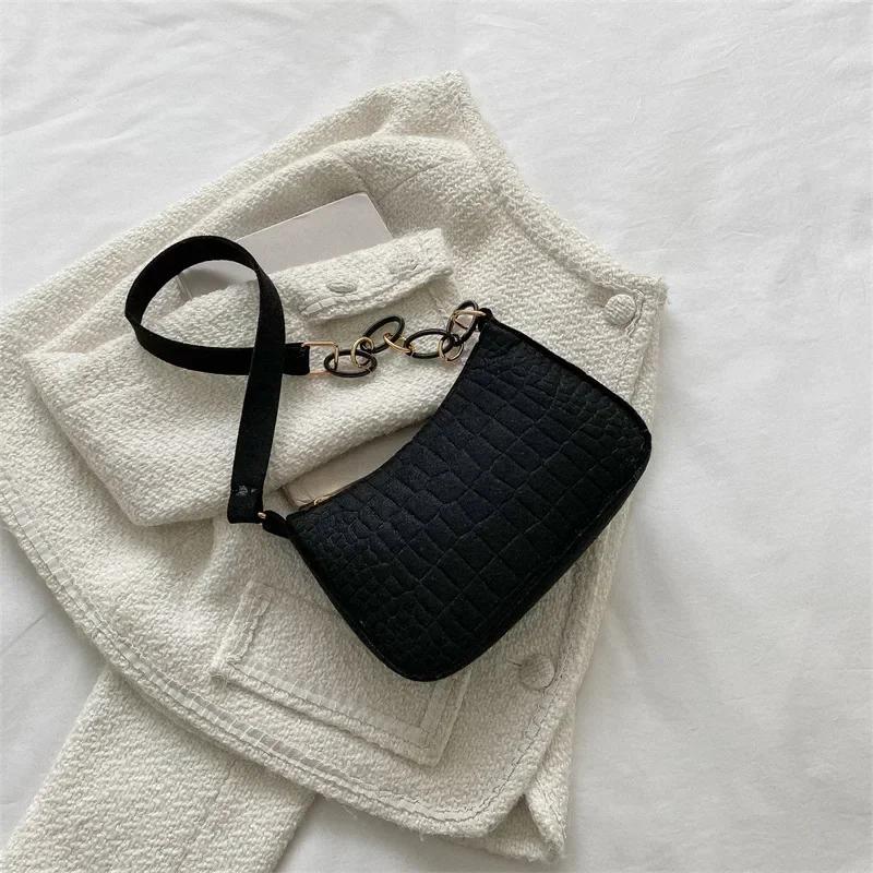 Fashi Felt Shoulder Bags for Women Women s Subaxillary Bag Design Advanced Texture Armpit Handbags Purses Saddle Bag 20x14x6cm