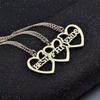 3 PCS BEST FRIENDS Heart Matching Necklace Set Gold Color BFF Necklaces Friendship Jewelry Gifts