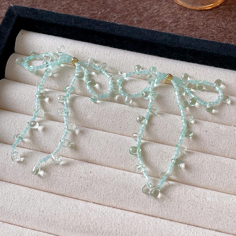 

Серьги-кисточки из бисера-стекляруса Серебряная игла - Летние пусеты для женщин, Простой и элегантный сказочный дизайн