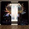2pcs For Lotus Pattern Semi-Sheer Curtains - Polyester   Machine Washable   with Rod Pocket for Bedroom & Living Room Decor