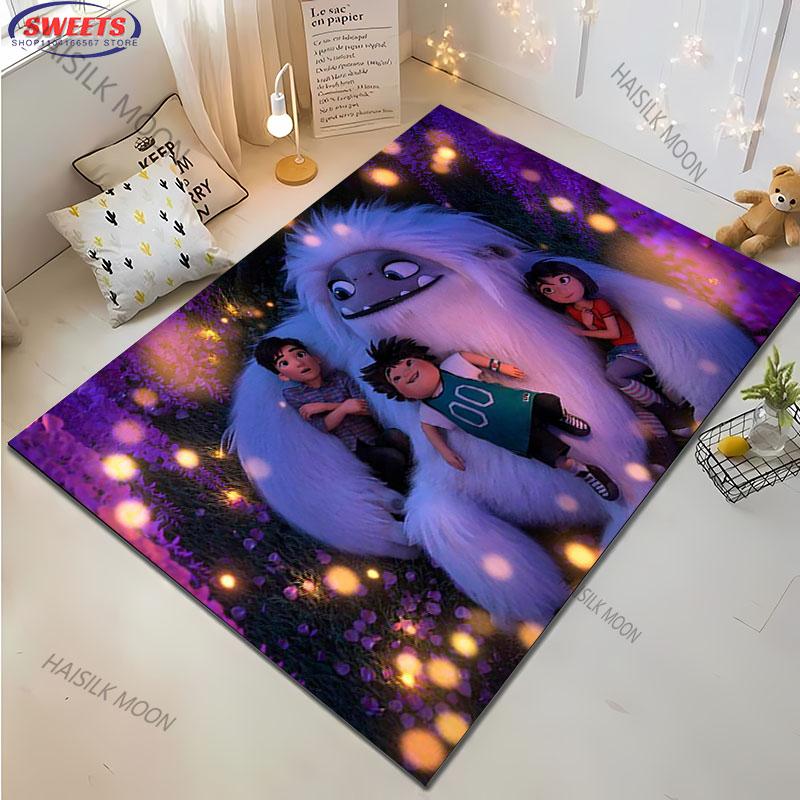 1PC A-Abominable Cute Burnish Cartoon Carpet Living Room Bedroom Sofa Large Area Decorative Mat Kids Play Soft Non-slip Rug Gift