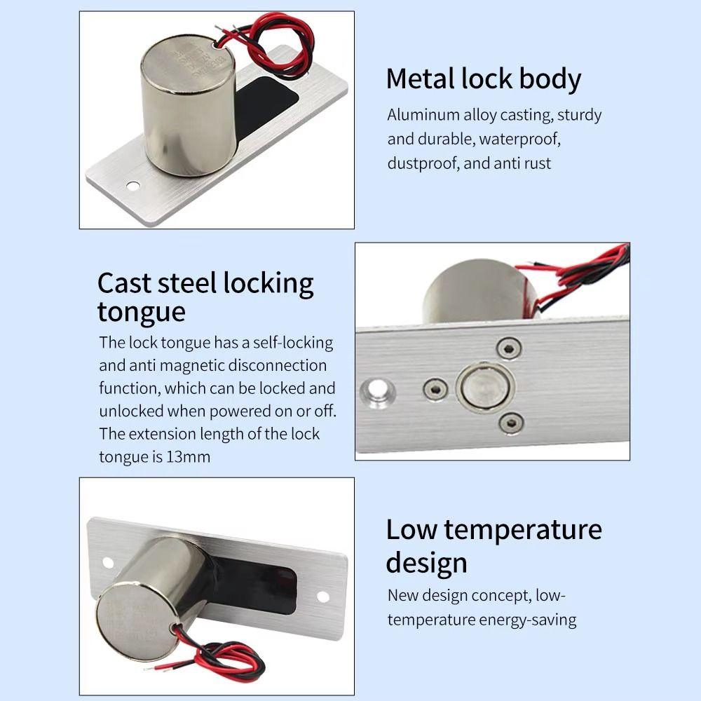 12V Mortise Bolt Locks Embed Install Magnetic Induction Lock Electric Drop Bolt Lock  Door Security