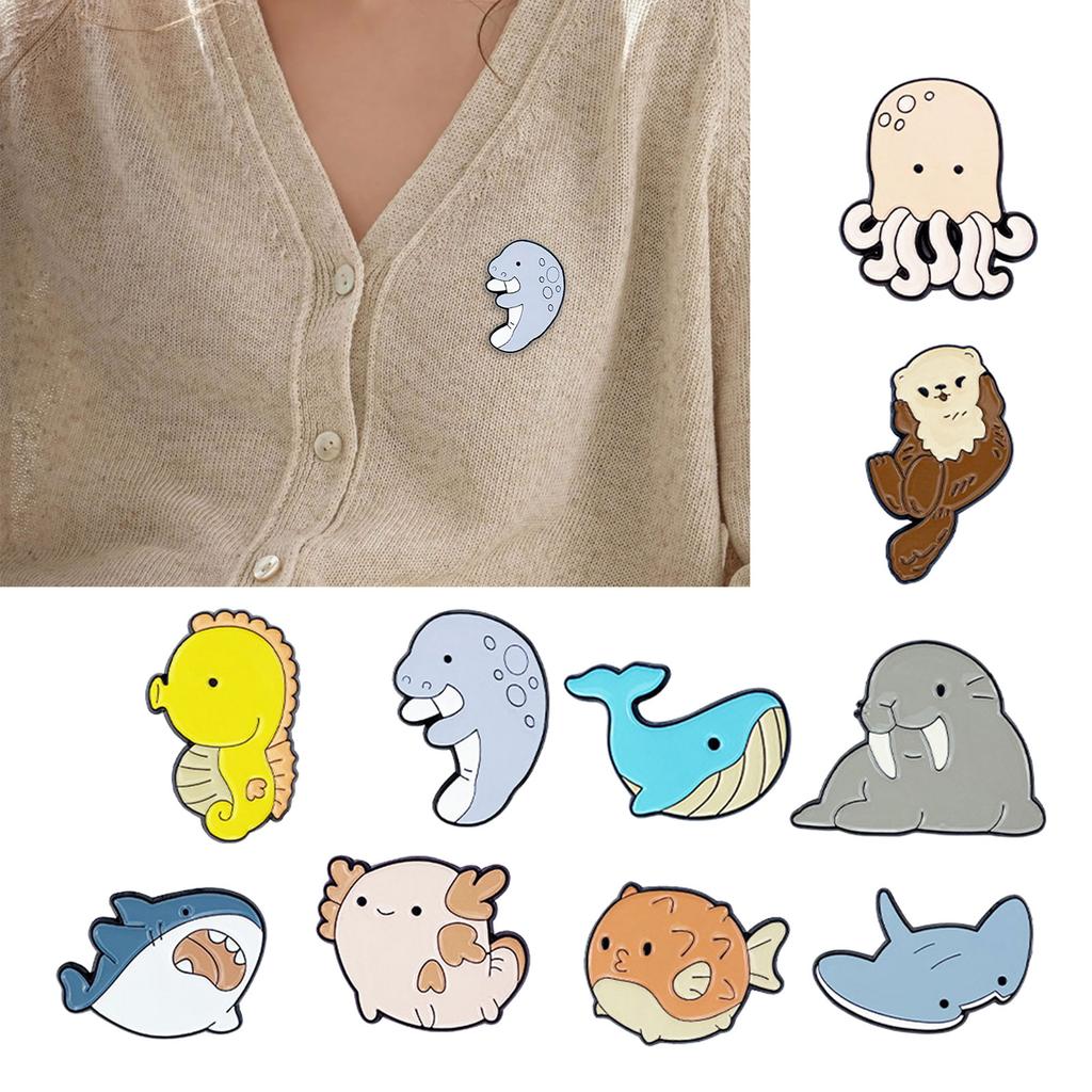 Creative Cartoon Sea Animal Brooches Colorful Sea Animal Brooches Clothing Jewelry for Fashion Enthusiasts and Sea Lover
