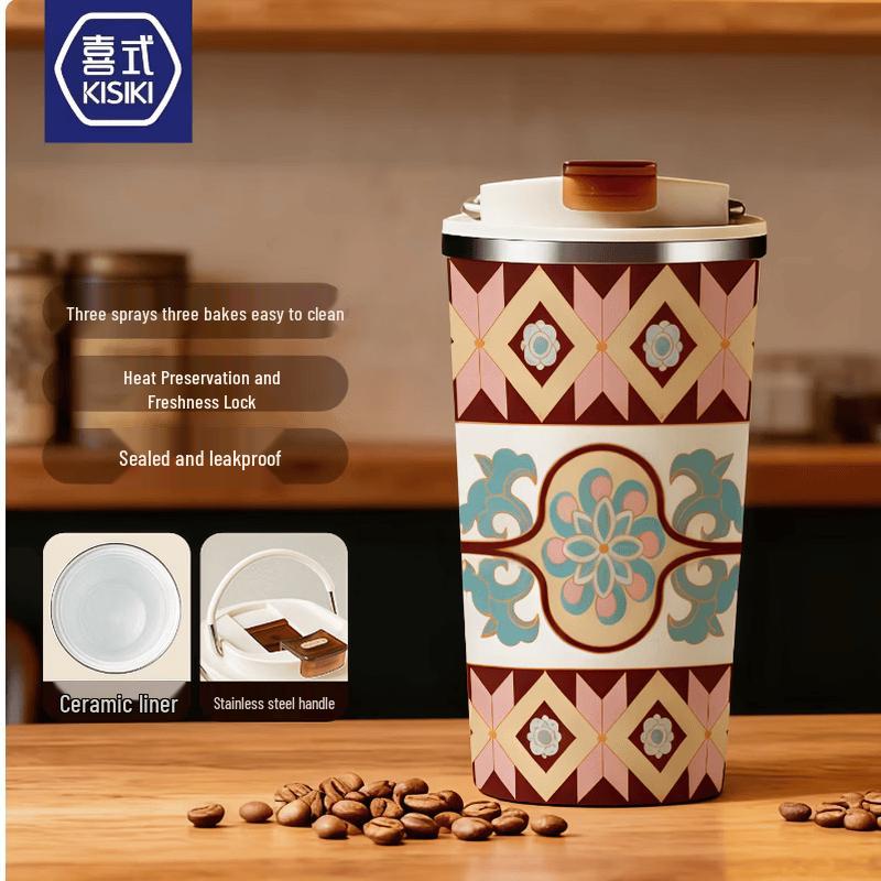 Ceramic Lined Double-Drink Insulated Coffee Cup