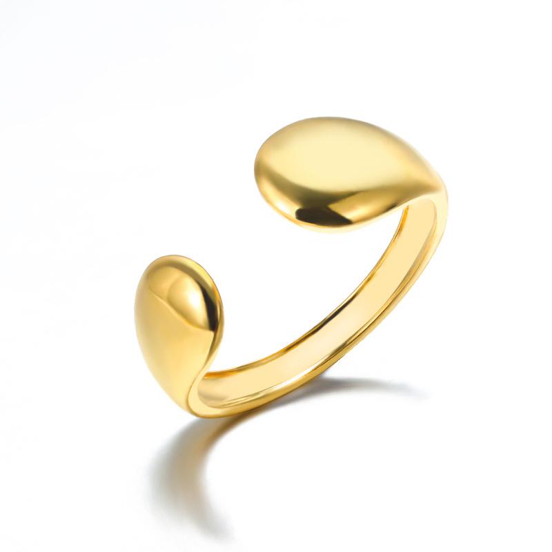 Unisex Retro 18k Gold Stainless Steel Open Cross Ring