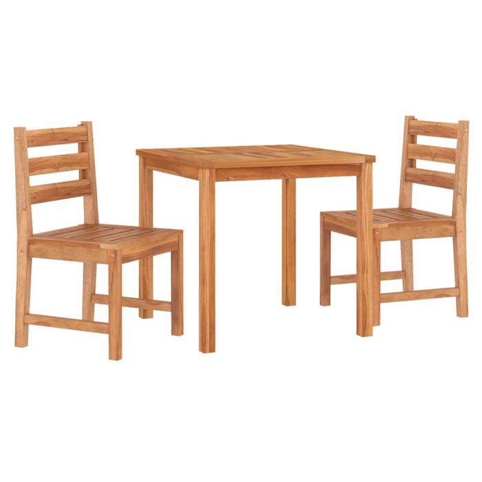 VidaXL Ensemble à manger de jardin 3 pcs Bois de teck massif, meubles de jardin, meubles d'extérieur, table et chaise de 3157177