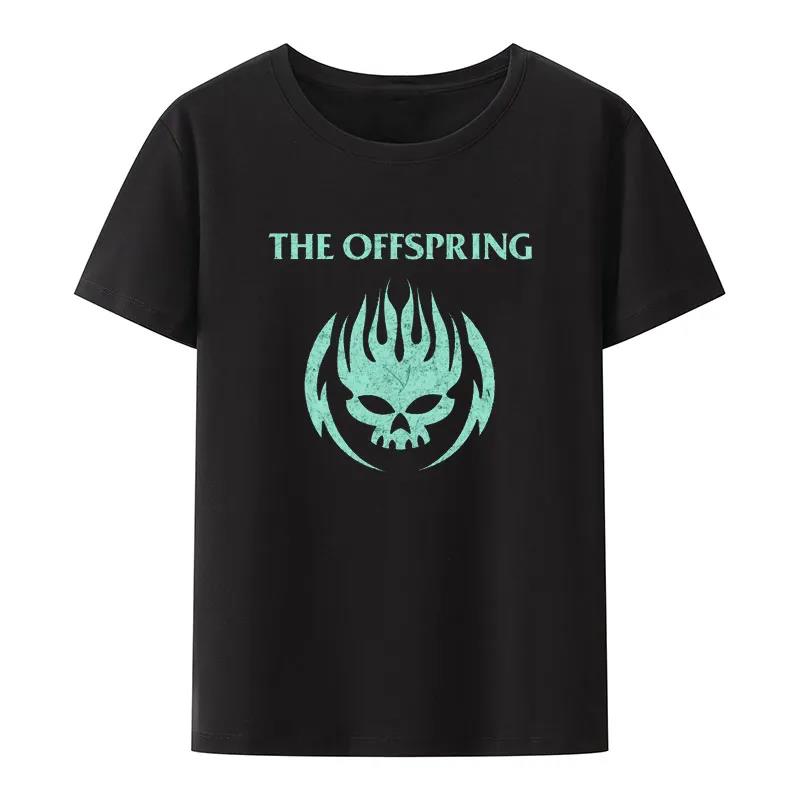 Flame Skull Head Punk Print TShirt Women And Unisex The Offspring Band Hiphop Streetwear Fashion Cool Camisetas Plus Size Tops
