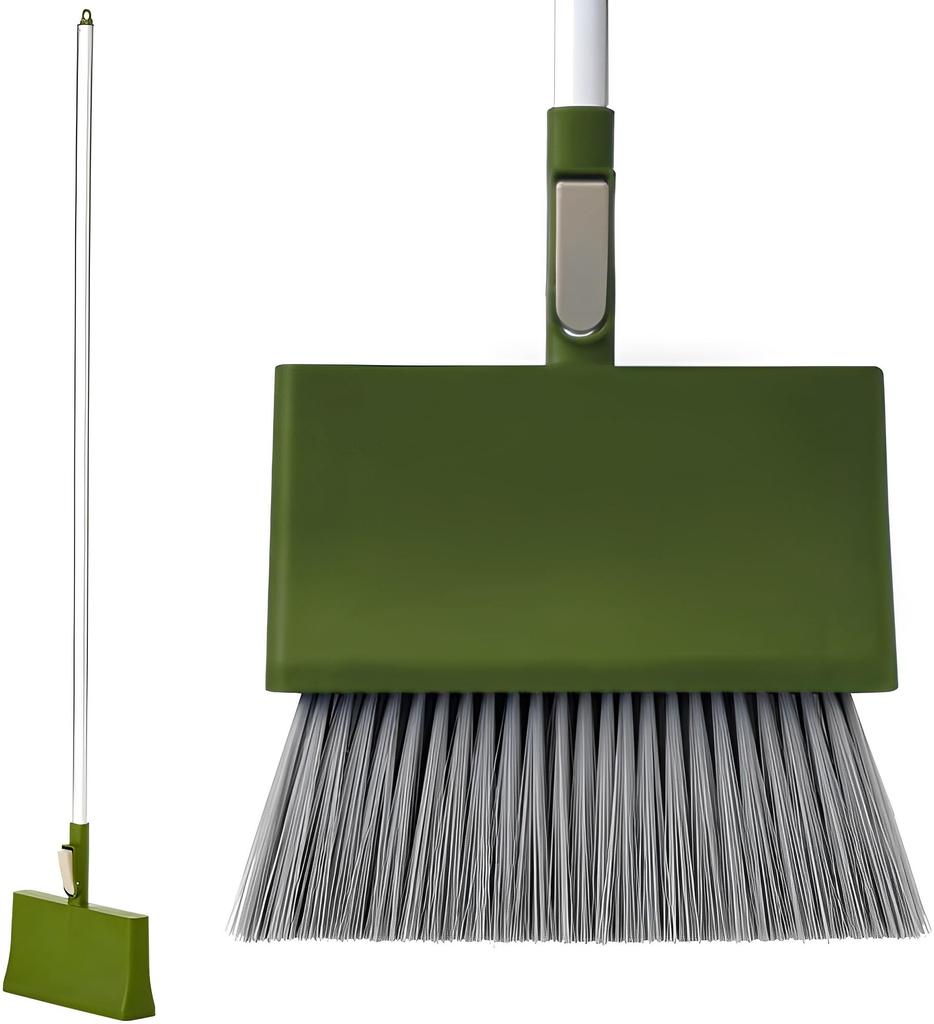 Nihon Freestanding Broom L Green Width 25cm Total Length 130cm Standing Broom for Warehouse Clean-tech STAND. Entrance, Garage,