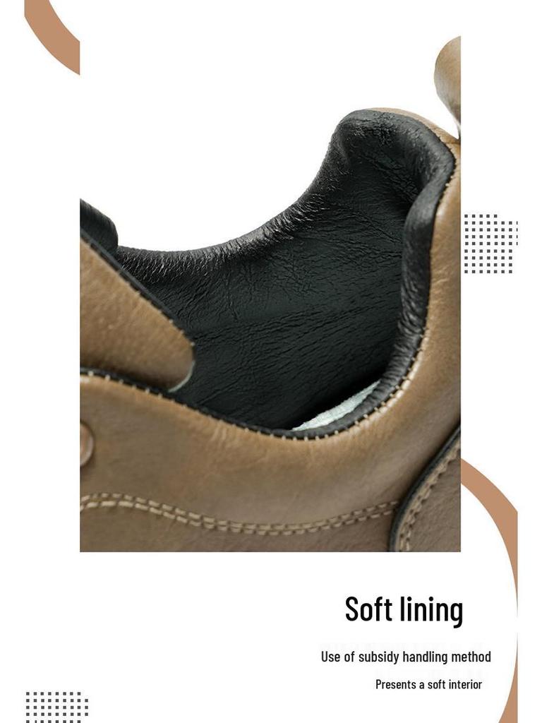 Men's 2025 Spring/Autumn Retro British Style Low-Top Leather Casual Work Shoes with Soft Soles