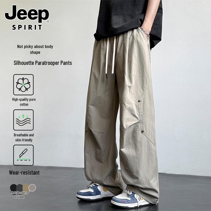 JEEP SPIRIT Men s Retro Pleated Cotton Cargo Pants M
