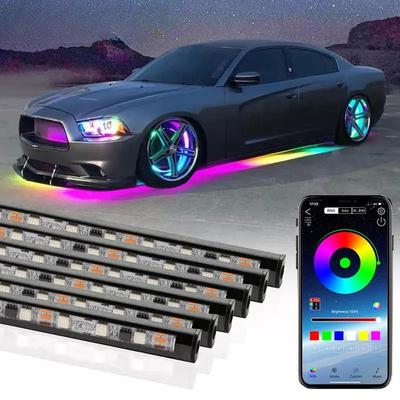 KIEND Bande Lumineuse LED Flexible Sous-Châssis de Voiture Télécommande APP Contrôle Sonore Lumière Néon RGB Lampe d'Ambiance Décoration Automobile