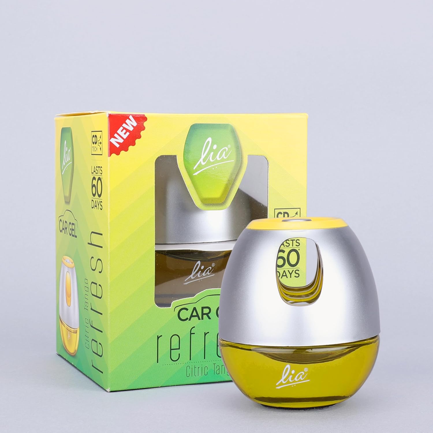 

Cycle Lia Car Freshener Gel Citric Tango (Refresh) Dashboard Air Perfume Spill Proof 45 Gm Lasting 60 Days