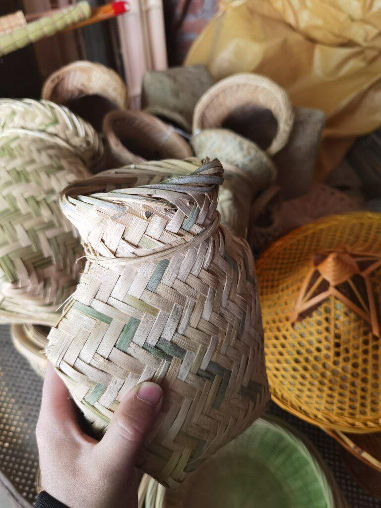 Handmade Bamboo Woven Tea Picking and Decorative Fish Basket
