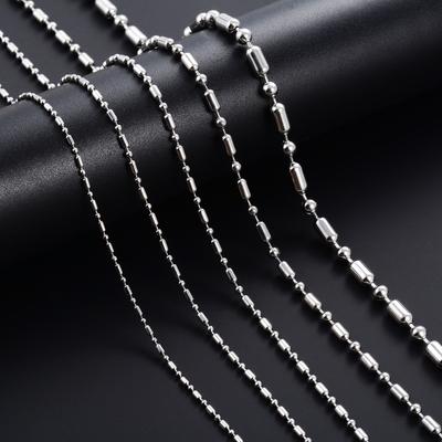 Mode Roestvrij Staal Kralen Ketting Schakel Bamboe Nekketting voor Mannen Vrouwen Niet-vervagend Halsband Choker Koperkleurig Metaal Sieraden