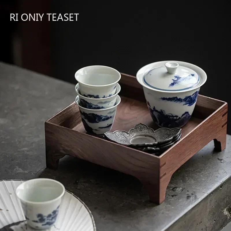 1 Pc Chinese Retro Hand Painted Ceramic Teacup Travel Meditation Cup Handmade Porcelain Tea Bowl Master Cup Household Tea Set
