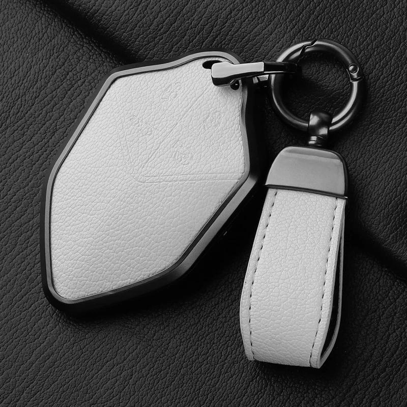 Metal And Leather Car Key Case Cover For Changan Deepal S7 Sl03    Car Key Case Protect Fob