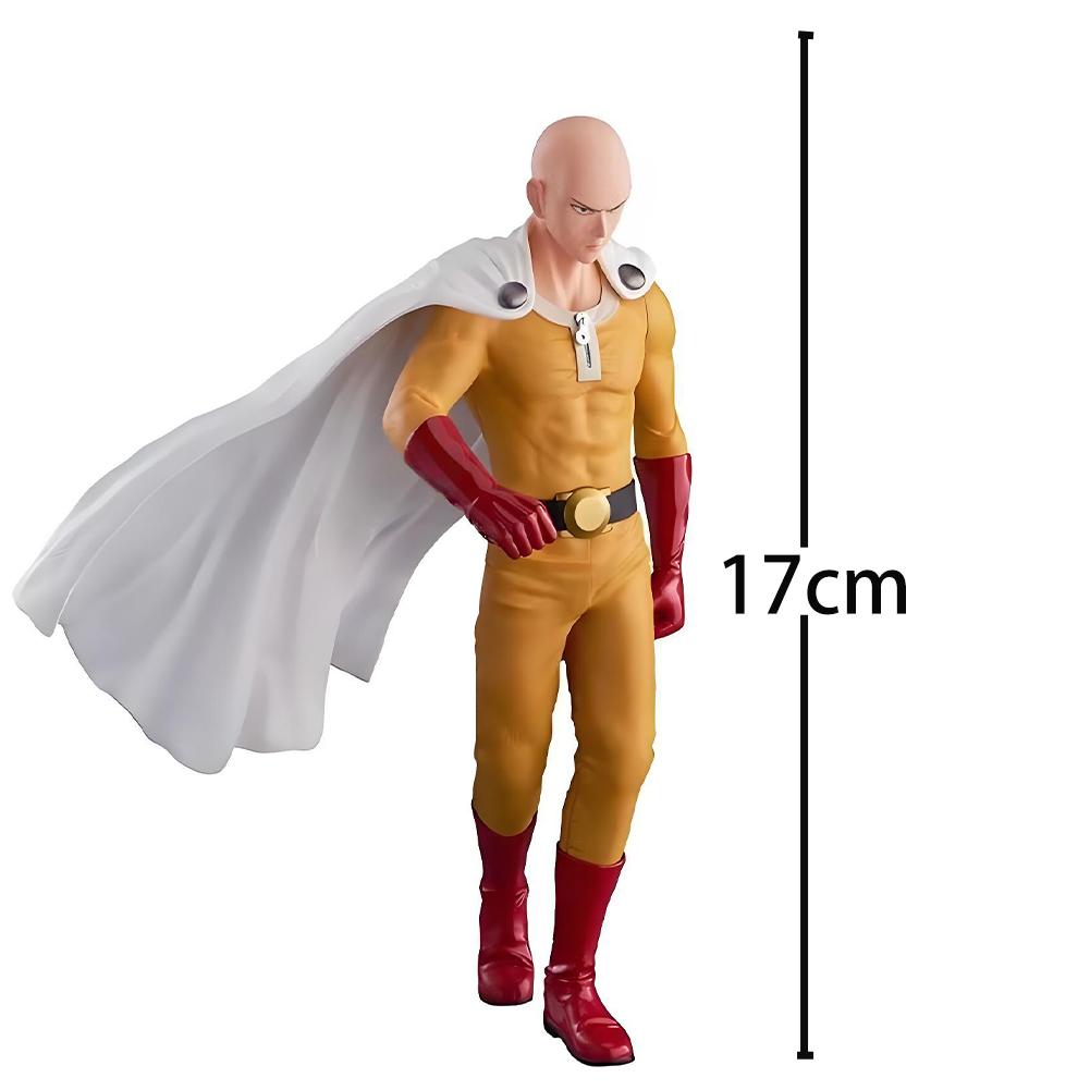 

17CM Anime Saitama Figure Caped Baldy Bald Model Toy Static Collection Desktop Ornament Gifts boy action pvc doll Poseable Articulated Scale Detailed 17CM