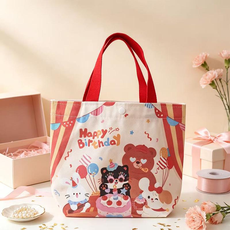 Cartoon Canvas Gift Bag for Birthdays, Festivals, Souvenirs, and Outings – Eco-friendly & Durable