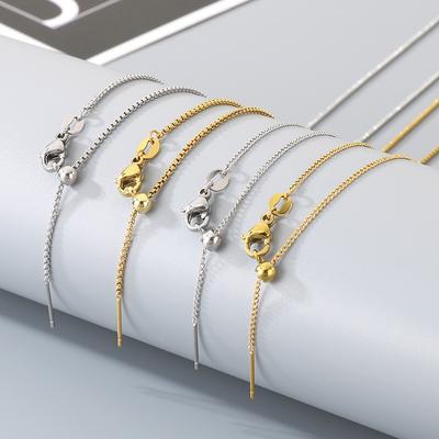 Very Fine Needle Chain Plain Chain Necklace Gold Collarbone Chain Box Chain Adjustable Men'S And Women'S Necklace With Chain Sweater Chain