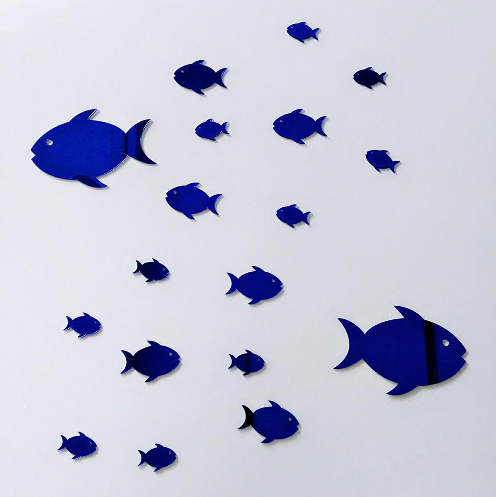 Bubble Fish Ocean Adhesive Wallpaper Sticker Acrylic Mirror 3D Wall Art for Kids Room&Kindergarten Self-Adhesive Removable Decor