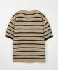 NODU Henley Neck Striped Short Sleeve Knit [3 Colors]