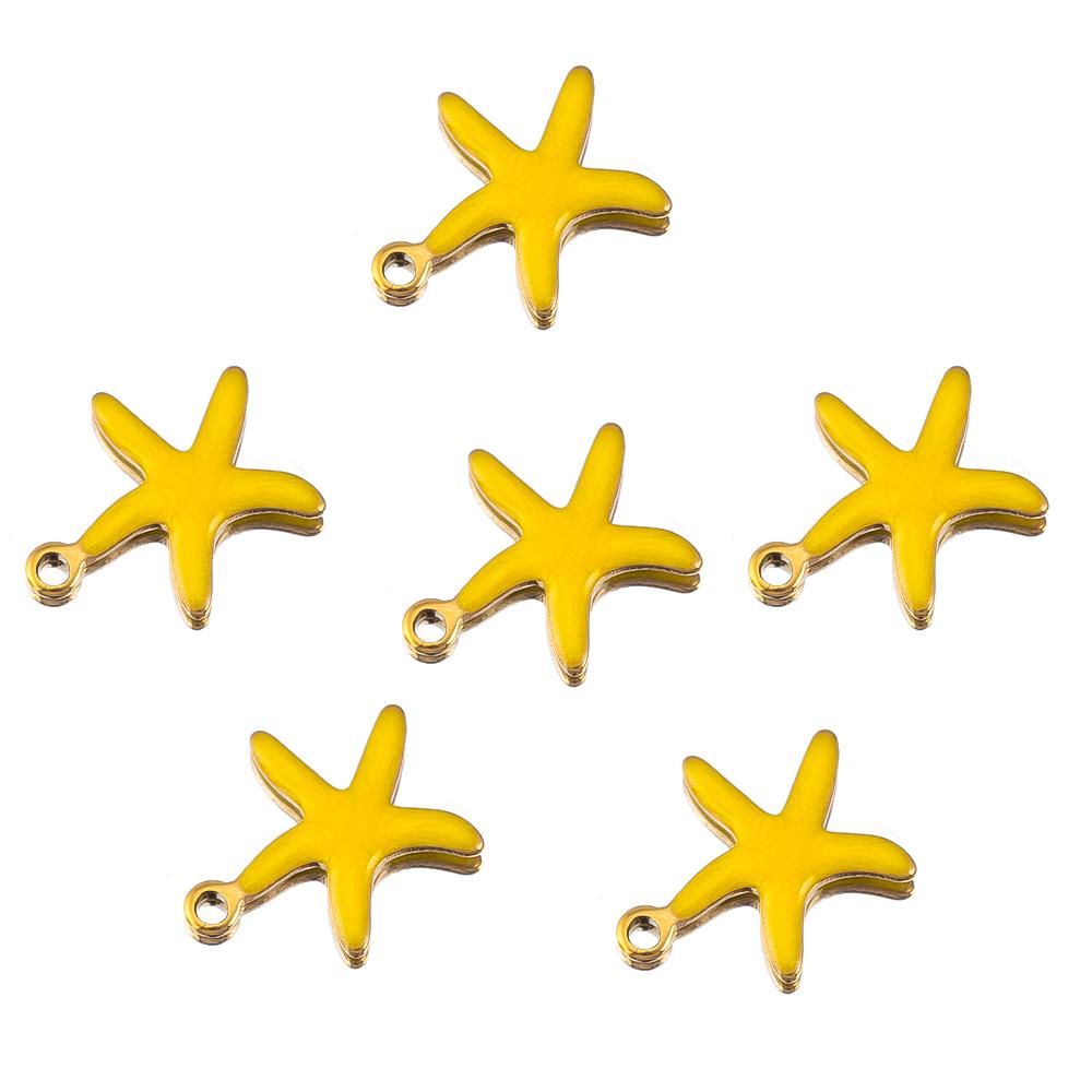 

10pcs New Stainless Steel Colorful Marine Coral Starfish Fish Seaweed Charm Necklace Earring Pendant Base for DIY Jewelry Making 10pcs Random color
