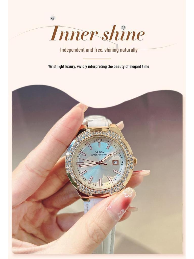 ORSGA Light Luxury Women's Rhinestone Calendar Quartz Watch