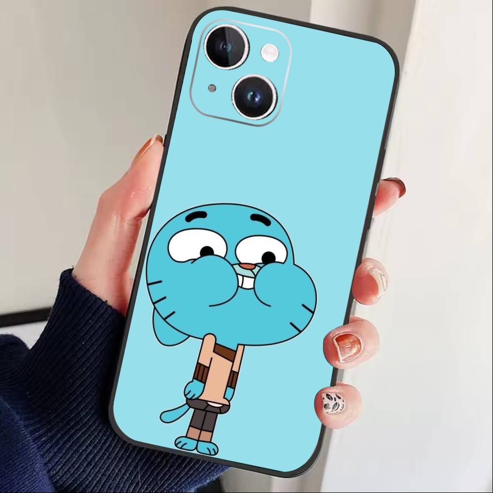 S-Gumball and Darwin Phone Case For iPhone17,16,15,14,13,12 Plus,Max Soft Silicone Black Cover